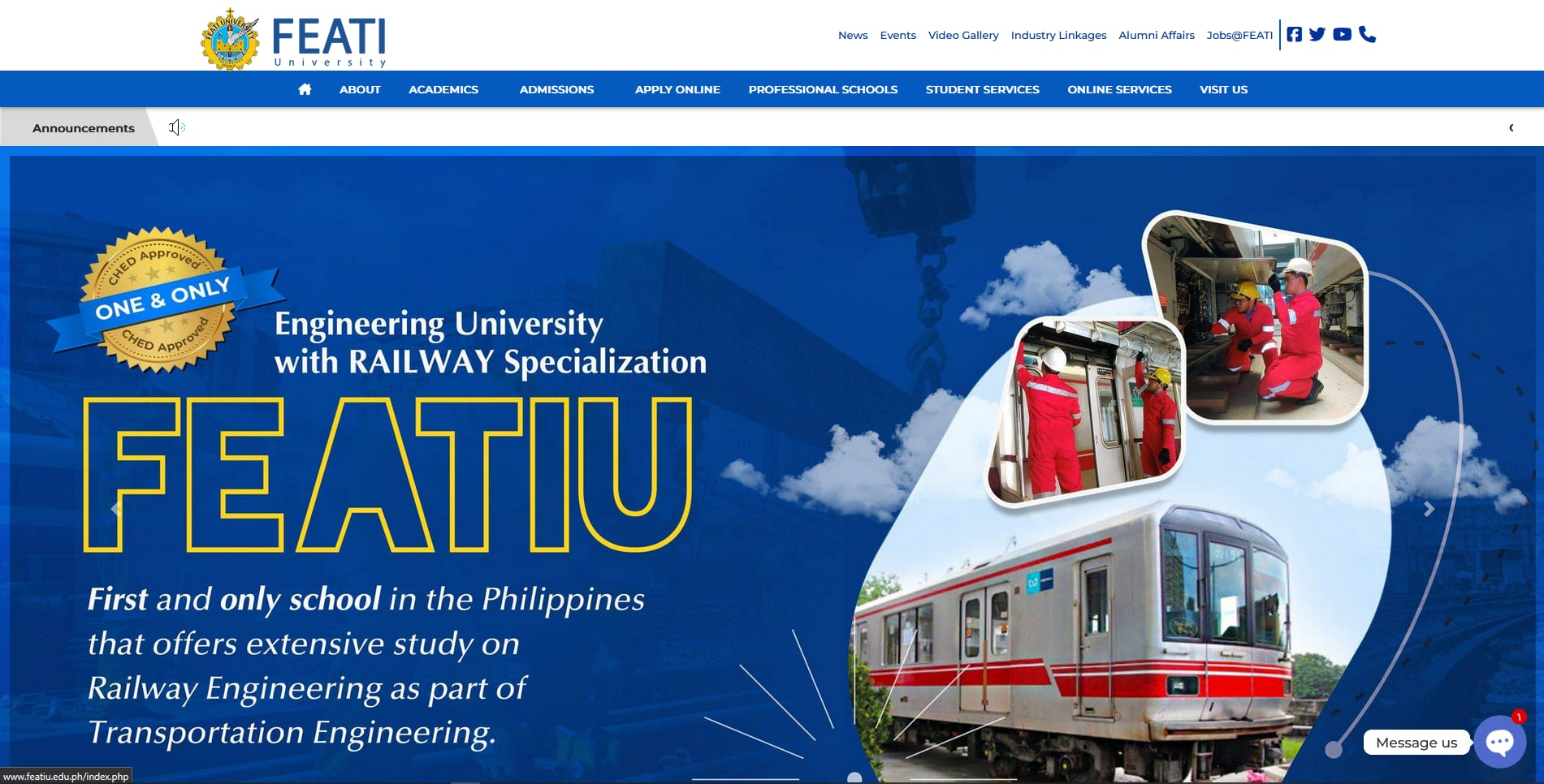 Feati University website